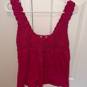 Lucky Brand Crochet Yoke Tank in Magenta - SIZE SMALL!